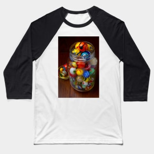 Old Jar Full Of Childhood Marbles Baseball T-Shirt